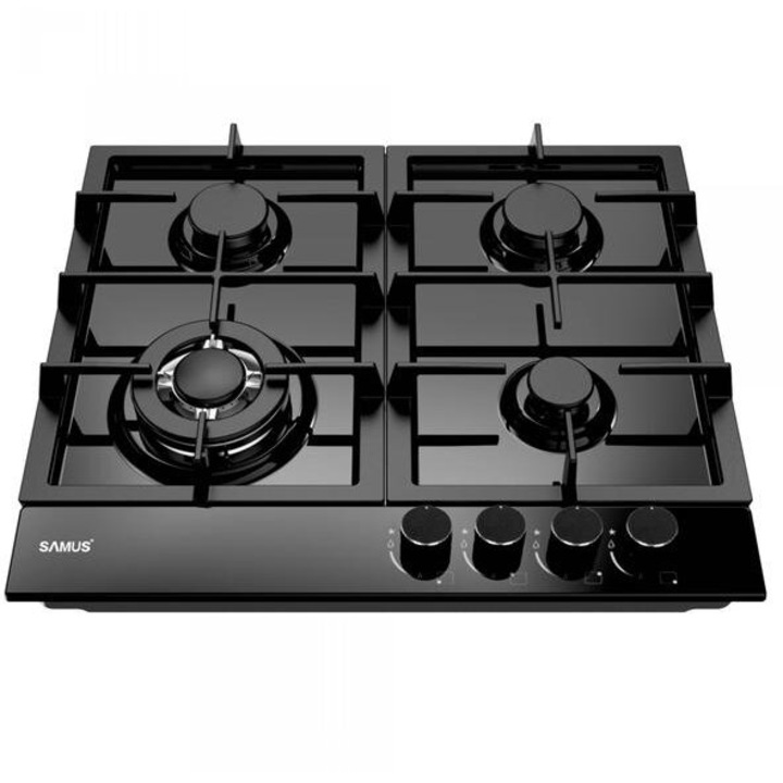 Beépített főzőlap PSG-64SMB1, 4 gázégő, 1 hármas égő, Földgázra szerelve, Fekete