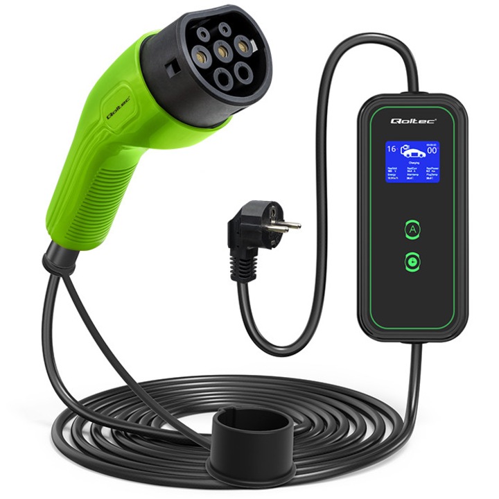 Qoltec Мобилно зарядно устройство за EV 2 в 1 тип2, 3, 5 kW, 230V