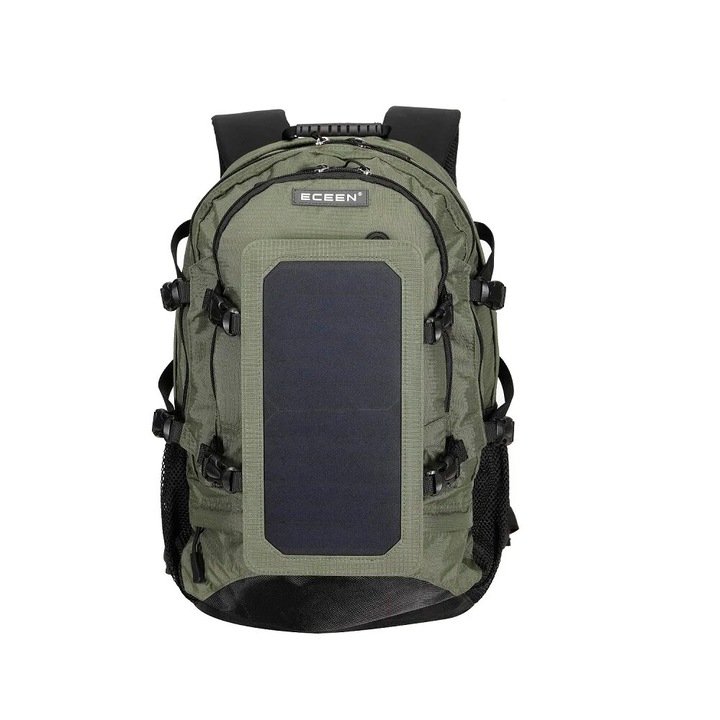 Rucsac cu panou solar incorporat 6,5W, dimensiuni 52 x 35 x 22 cm, USB, drumetii, camping, rulotism, natura, off-grid, Solid Volt