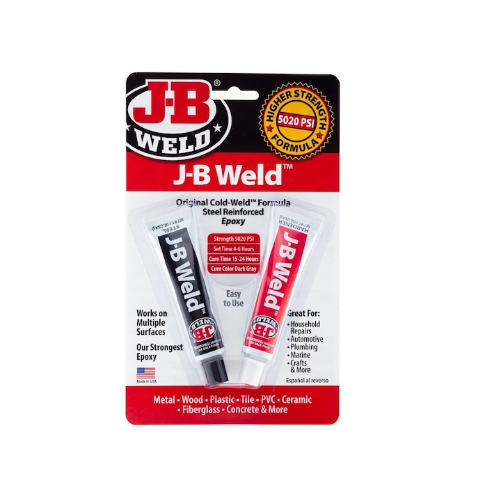 Лепило J-B Weld Original Cold-Weld Epoxy, Течна стомана, Сила 5020 PSI - 352.94 кг. на кв. см., Метал, Пластмаса, Дърво, Керамика