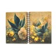 Agenda A5 cu spira metalica, lemn, cu motiv albastru-aur, 70 file, 100 g/ mp, 170 x 215 mm