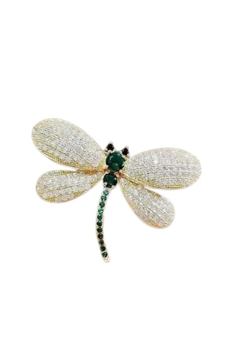 Brosa libelula, aliaj de cupru, aurie, 3.6x4.4cm