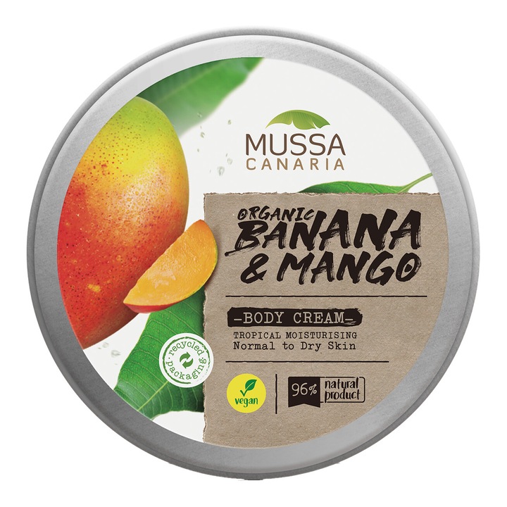 Crema de corp, Mussa Canaria, banana si mango, vegan, 70 ml