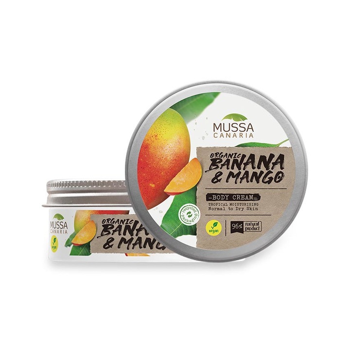 Crema de corp, Mussa Canaria, banana si mango, vegan, 250 ml
