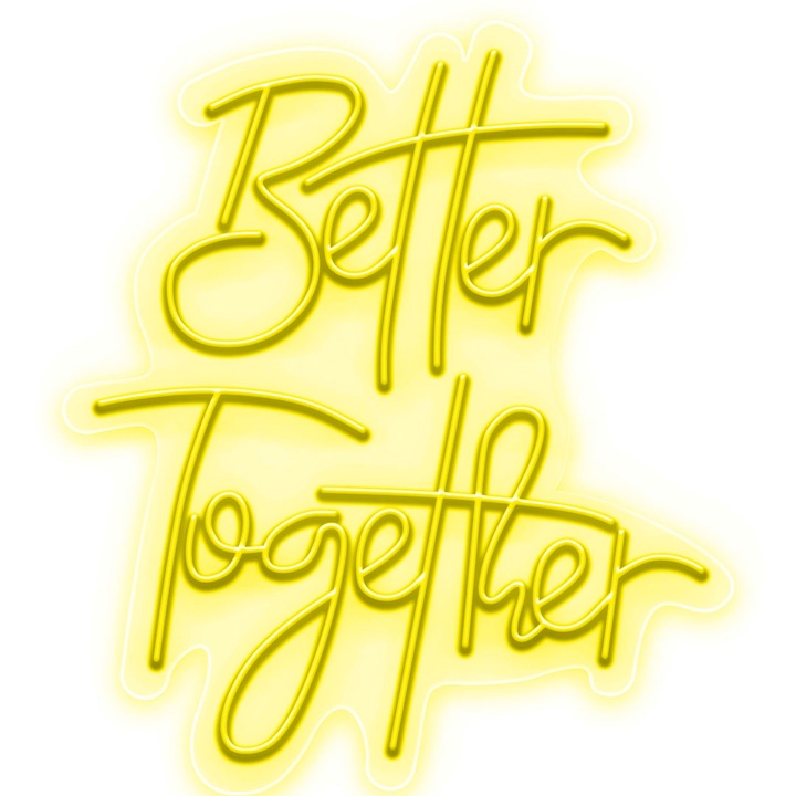 Semn Luminos LED Neon Better Together, Galben, 125x144x0.8cm
