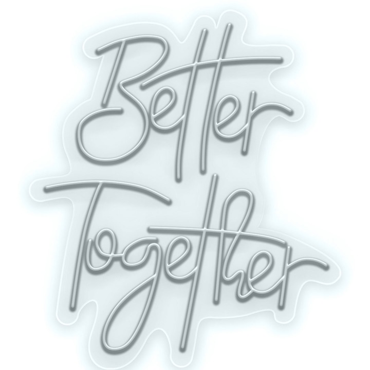 Неонов светлинен LED знак Better Together, Студено бяло, 75x86x0,8 см