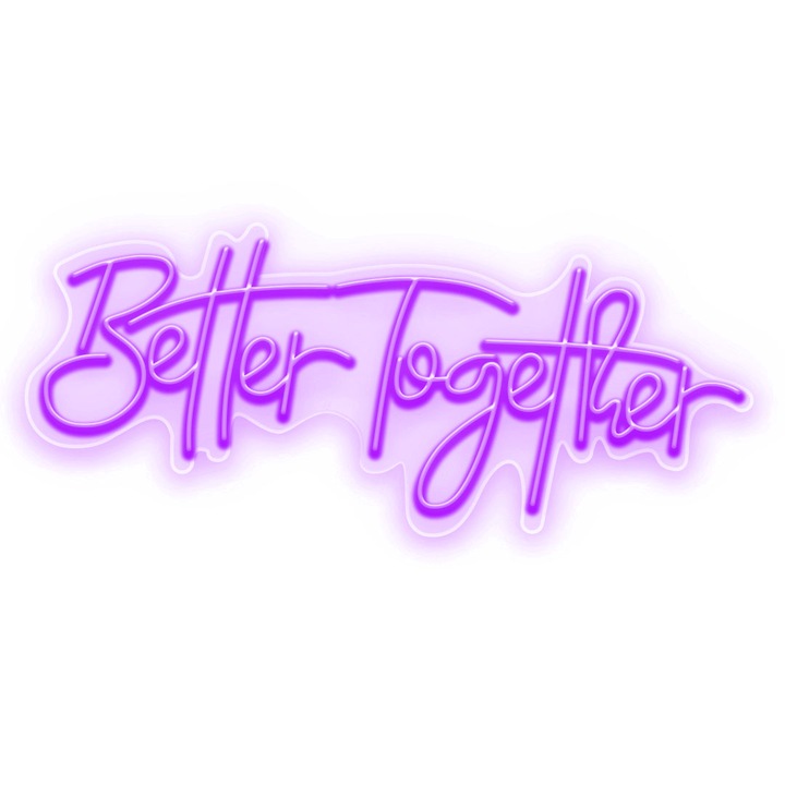 Better Together LED неонова светлинна табела, лилава, 185x175x0,8 см