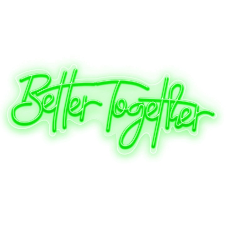 Semn Luminos LED Neon Better Together, Verde, 185x175x0.8cm