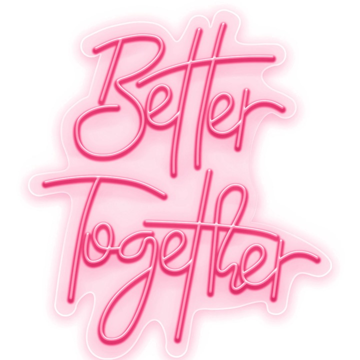 Semn Luminos LED Neon Better Together, Rosu deschis, 100x115x0.8cm