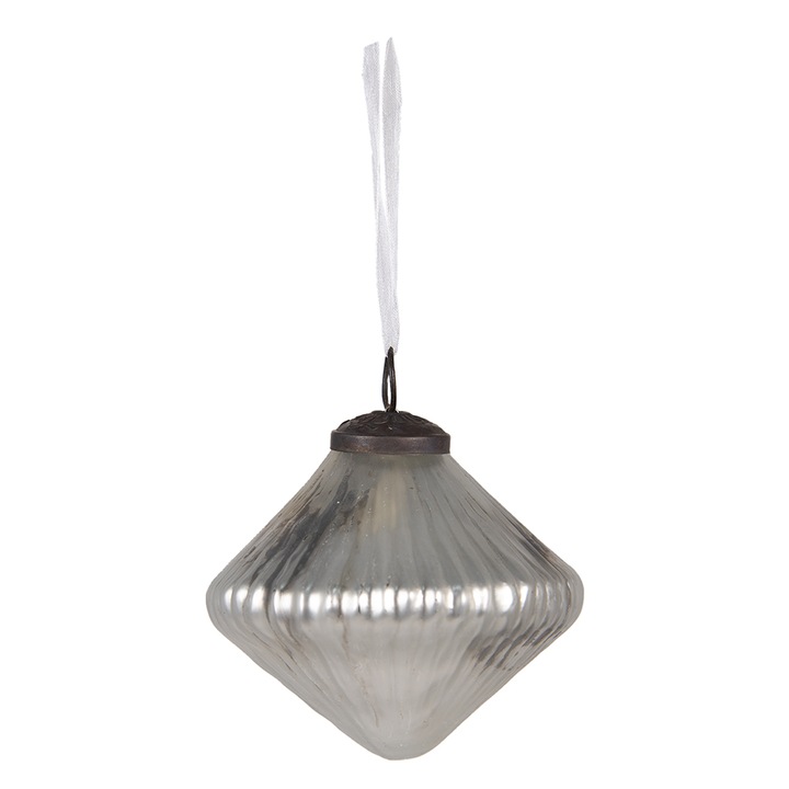 Set 6 globuri sticla argintie 6x6 cm