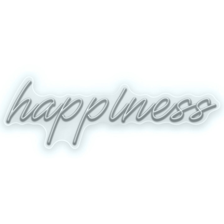 Semn Luminos LED Neon Happiness, Alb rece, 80x27x0.8cm