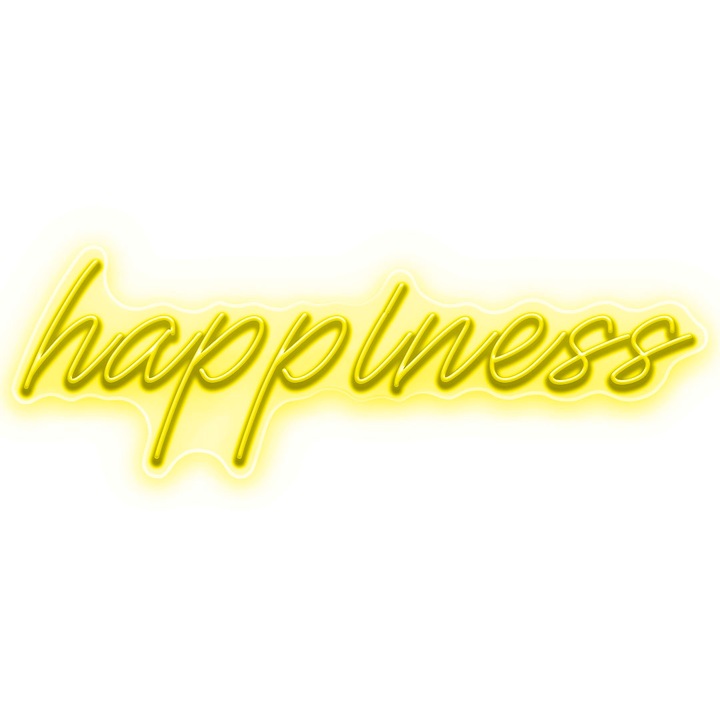 Semn Luminos LED Neon Happiness, Galben, 185x59x0.8cm
