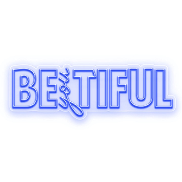 Semn Luminos LED Neon BEyouTIFUL, Albastru, 185x62x0.8cm