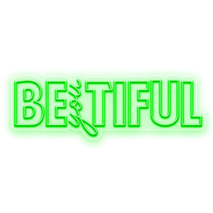BeyouTIFUL неонова LED светлинна табела, зелена, 185x62x0,8 см