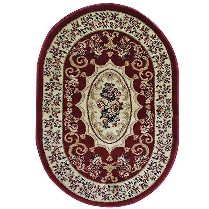 Килим от класическа къса прежда, Тъмно кафяв, Овален,125 x 200