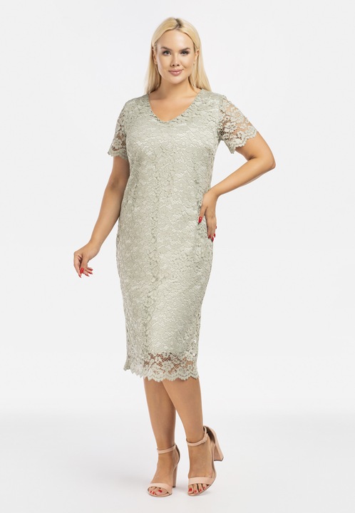 Rochie eleganta, Karko, Dantela, Verde, Fistic