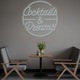 Semn Luminos LED Neon Cocktails & Dreams, Alb rece, 50x51x0.8cm