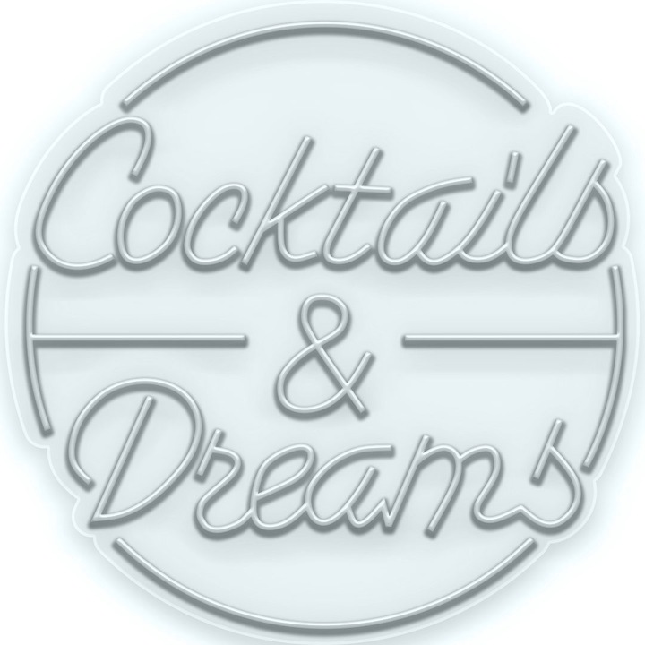 Semn Luminos LED Neon Cocktails & Dreams, Alb rece, 50x51x0.8cm