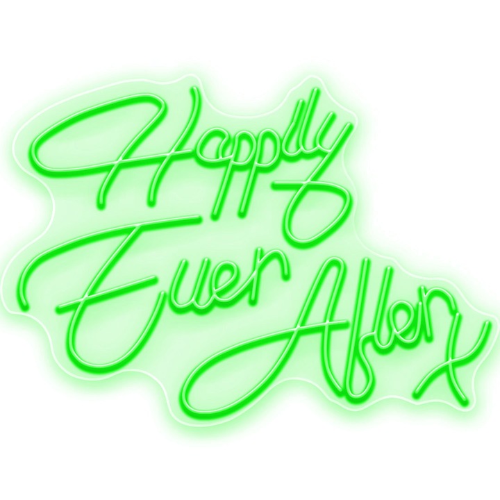 Semn Luminos LED Neon Happily Ever After X, Verde, 113x80x0.8cm