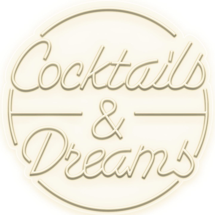 Semn Luminos LED Neon Cocktails & Dreams, Alb cald, 100x102x0.8cm