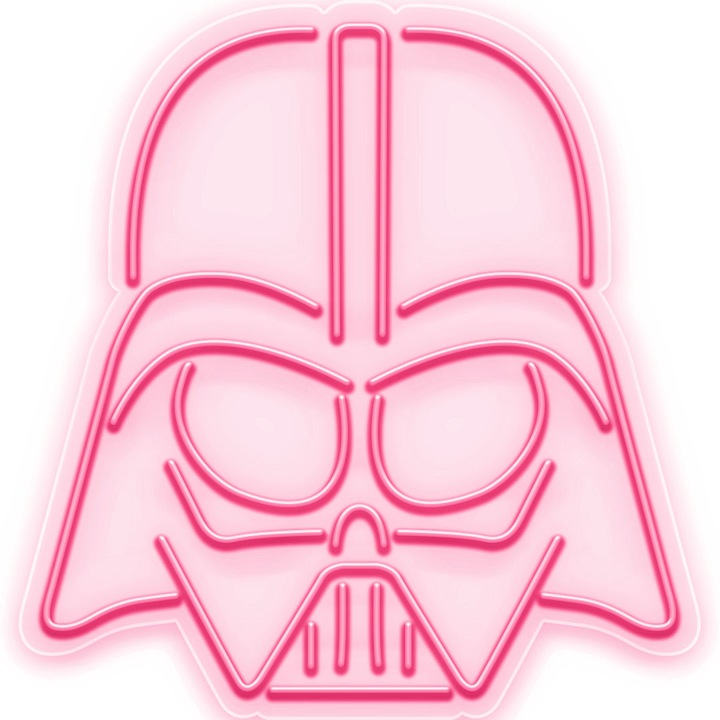 Светеща LED неонова табела на Дарт Вейдър, светлочервена, 95x100x0,8 см