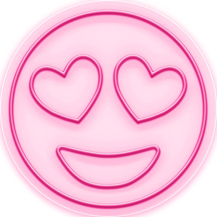 Semn Luminos LED Neon Emoji, Magenta, 113x80x0.8cm