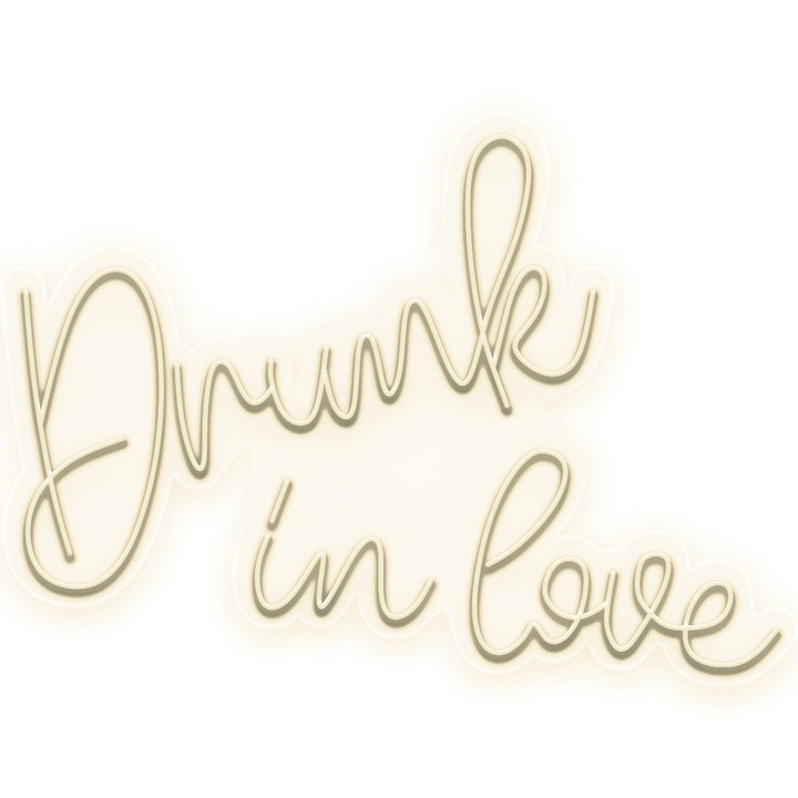 Semn Luminos LED Neon Drunk in Love, Alb cald, 53x40x0.8cm