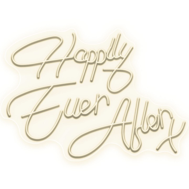 Semn Luminos LED Neon Happily Ever After X, Alb cald, 80x57x0.8cm
