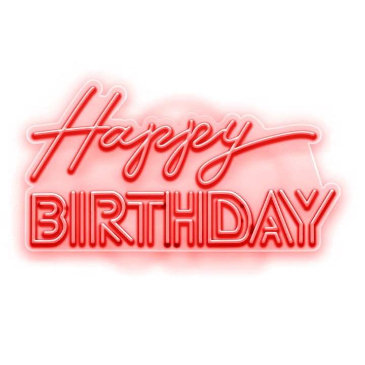 Semn Luminos LED Neon Happy birthday, Rosu, 92x75x0.8cm