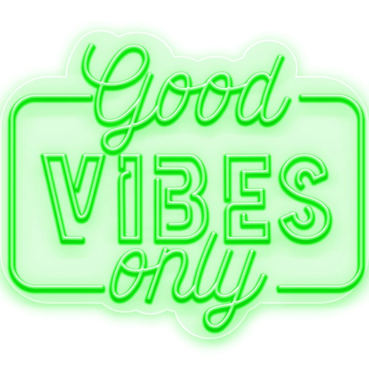 Semn Luminos LED Neon Good Vibes, Verde, 95x80x0.8cm