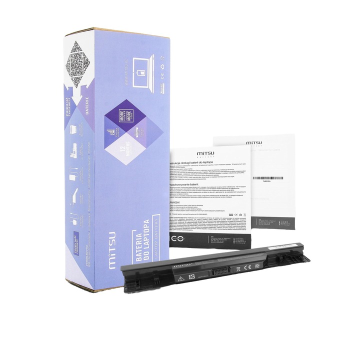 Laptop akkumulátor, Mitsu, Kompatibilis Dell Inspiron 1464, 1564, 4400 mAh, 11,1 V, Fekete