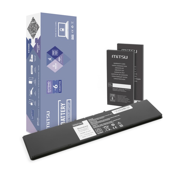 Laptop akkumulátor, Mitsu, 6700 mAh, 7,7 V, Dell Latitude E7440 kompatibilis, teljes készlet