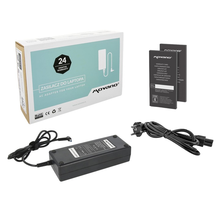 Laptop töltő, Movano, Asussal kompatibilis, 20V, 6A, 120W, 4,5 x 3,0 tűs, fekete