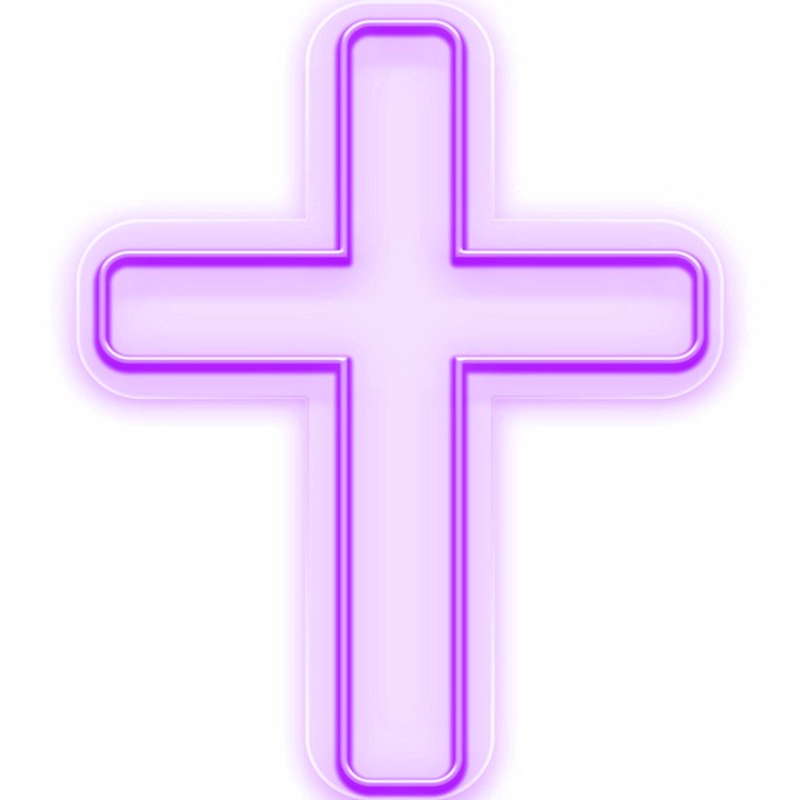 Semn Luminos LED Neon Cruce, Mov, 30x37x0.8cm