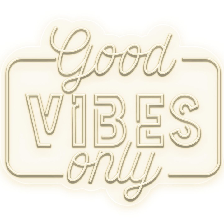 Semn Luminos LED Neon Good Vibes, Alb cald, 119x100x0.8cm