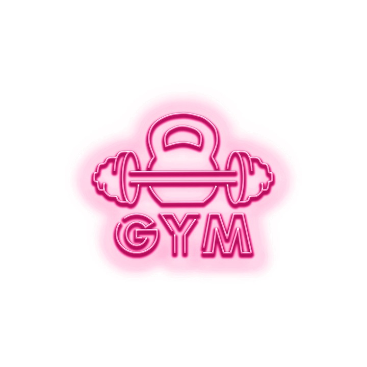 Semn Luminos LED Neon Gym MODE cu Telecomanda, Magenta, 46x55x0.8cm