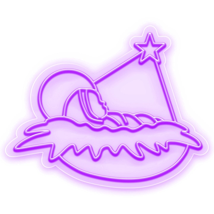 Semn Luminos LED Neon Baby Jesus, Mov, 142x100x0.8cm