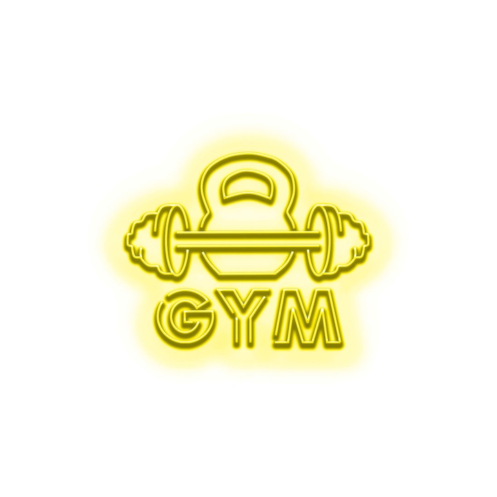 Semn Luminos LED Neon Gym MODE cu Telecomanda, Galben, 75x88x0.8cm
