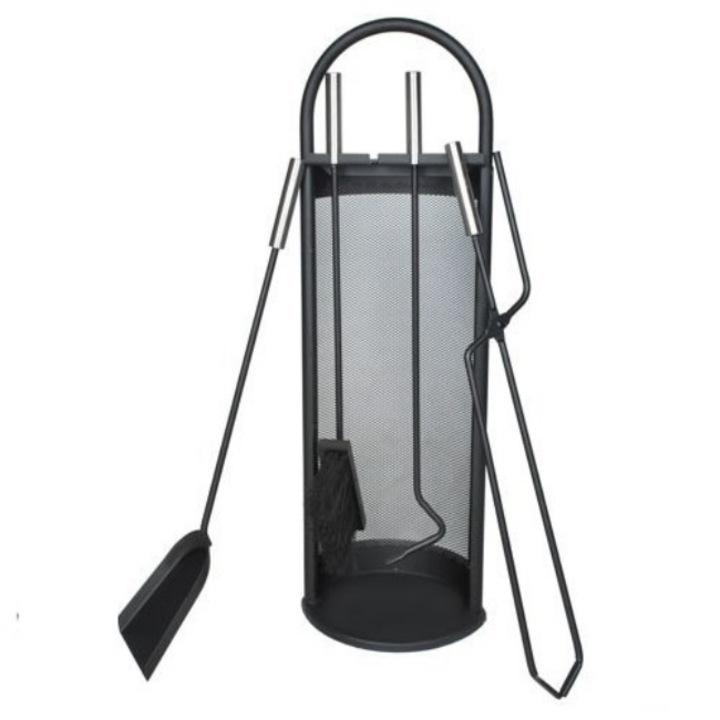 Set 5 accesorii pentru semineu CLASStitude, potrivit pentru seminee, gratare, aragaze, design modern, usor de curatat, otel, 66 x 22 cm, Negru