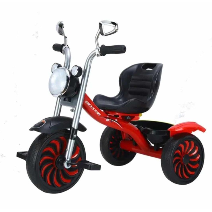 Tricicleta copii cu far, lumini, rosu