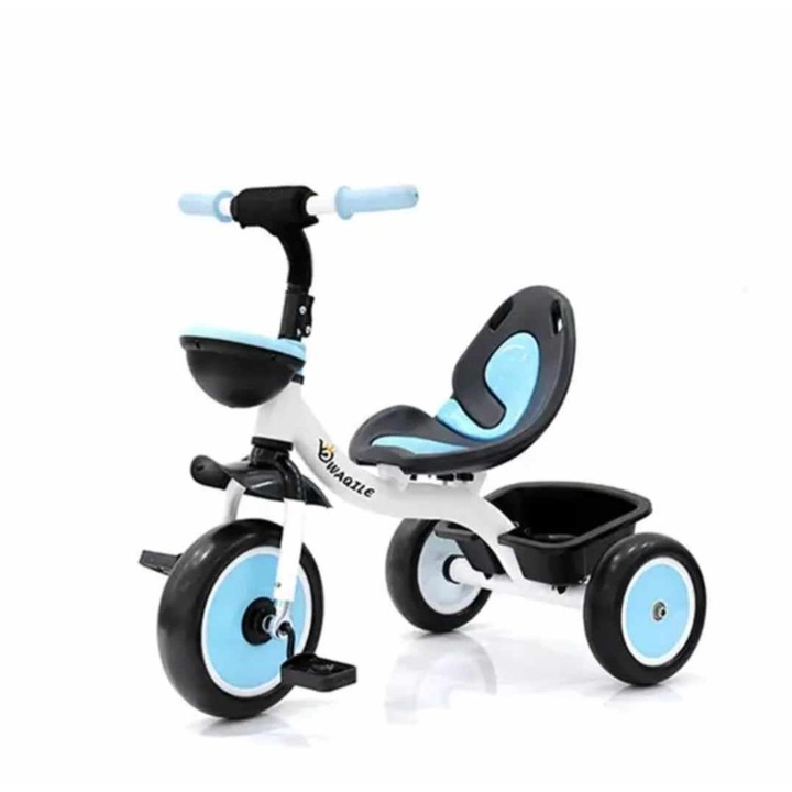 Tricicleta copii albastru cu negru, cadru metal