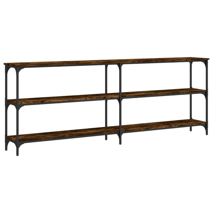 Masuta consola vidaXL, stejar fumuriu, 200x29x75 cm, lemn prelucrat, 21.6 kg