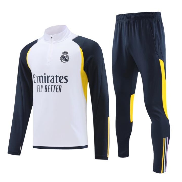 Echipament sportiv barbati Real Madrid Maneca Lunga Fotbal Antrenament Jersey Set, Alb, Alb