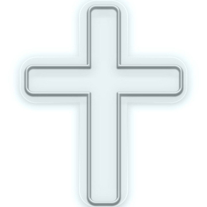 Semn Luminos LED Neon Cruce, Alb rece, 20x25x0.8cm