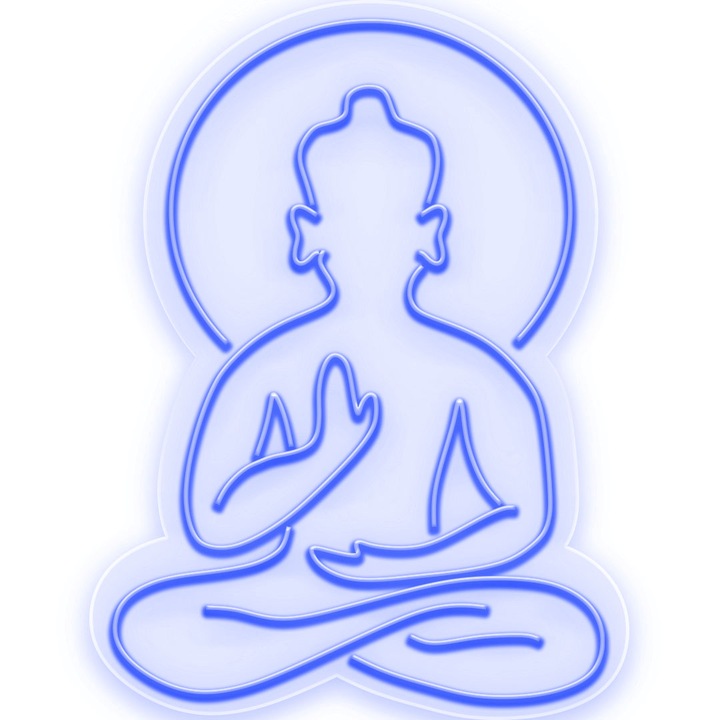 Semn Luminos LED Neon Namaste, Albastru, 45x60x0.8cm