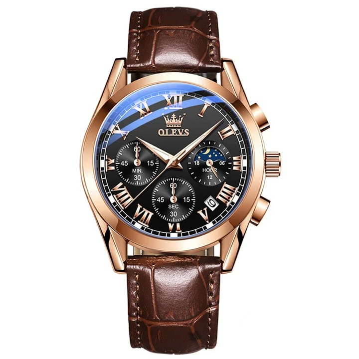 Ceas barbati de mana Olevs Elegant Casual Fashion Quartz Analog Piele