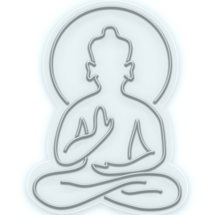 Semn Luminos LED Neon Namaste, Alb rece, 45x60x0.8cm