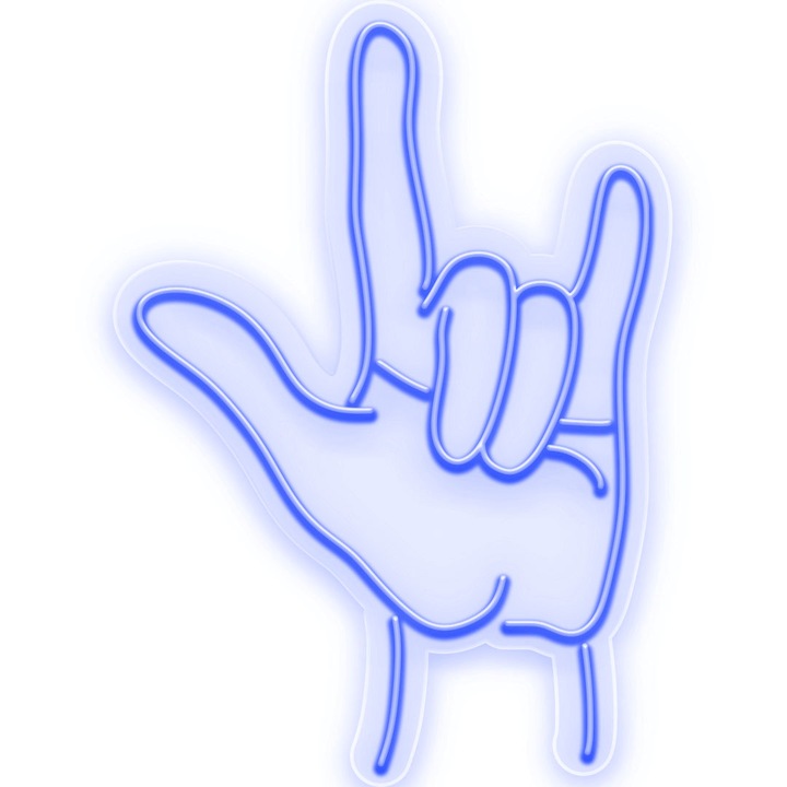 Semn Luminos LED Neon ROCK, Albastru, 67x94x0.8cm