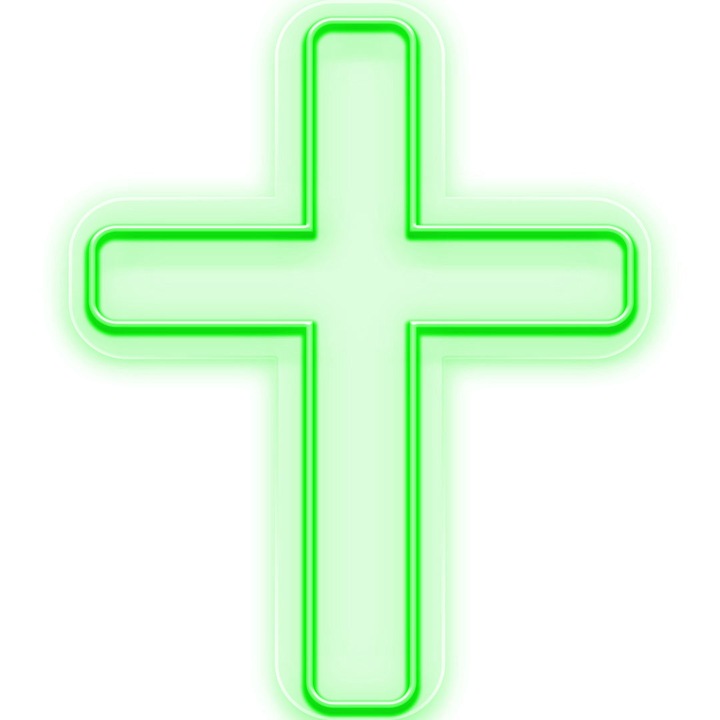 Semn Luminos LED Neon Cruce, Verde, 40x50x0.8cm