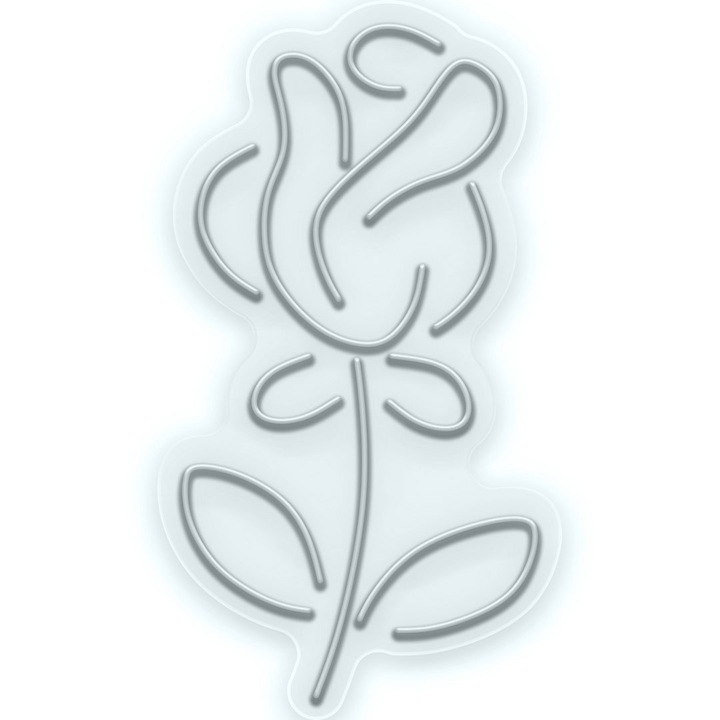 Semn Luminos LED Neon Rose, Alb rece, 125x233x0.8cm